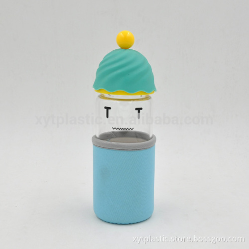 360ml transparent glass bottle blue cloth sleeve bottle from Alibaba